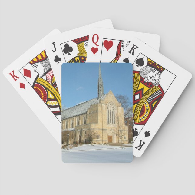 Harbison Chapel in Winter at Grove City College Playing Cards (Back)