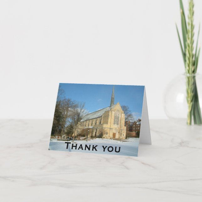 Harbison Chapel in Winter at Grove City College Thank You Card (Front)