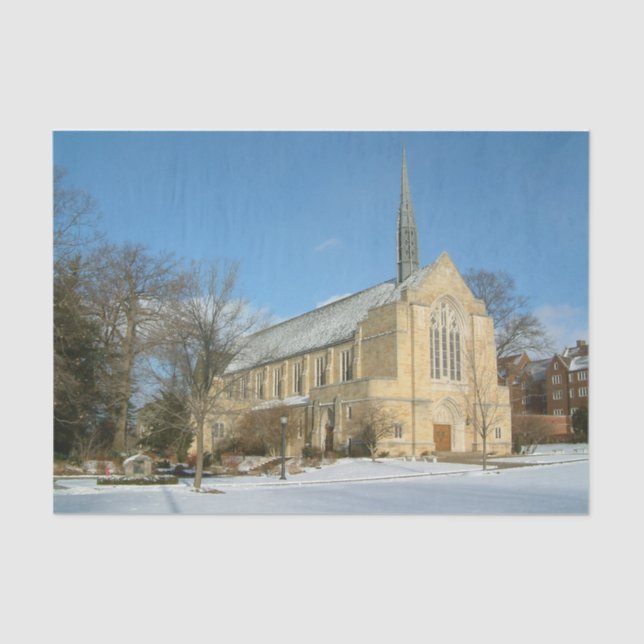 Harbison Chapel in Winter at Grove City College Tissue Paper (Front)