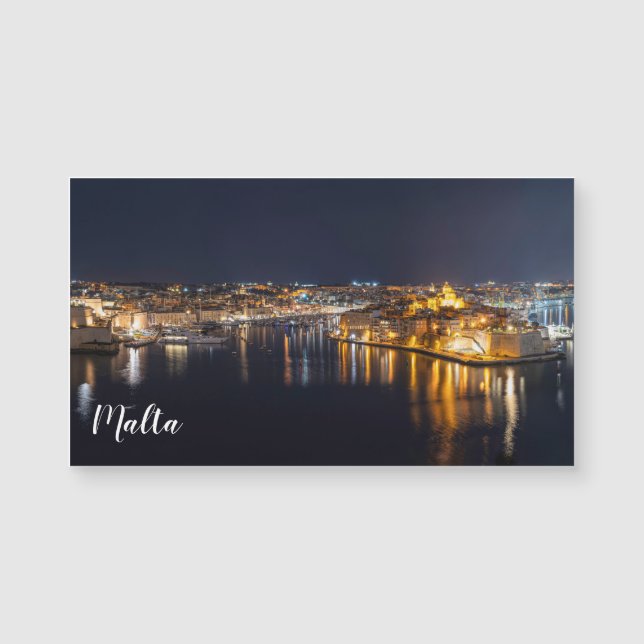 Harbor in Malta illuminated at night (Front)