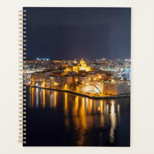 Harbor in Malta illuminated at night Planner
