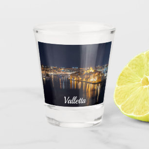 Harbor in Malta illuminated at night Shot Glass