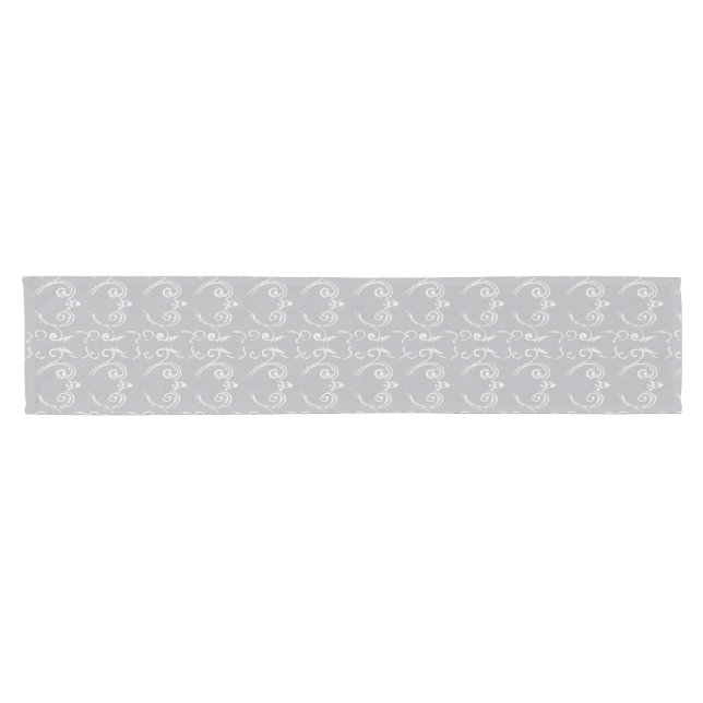Harbor Mist Gray Contemporary Swirl Table Runner (Horizontal)