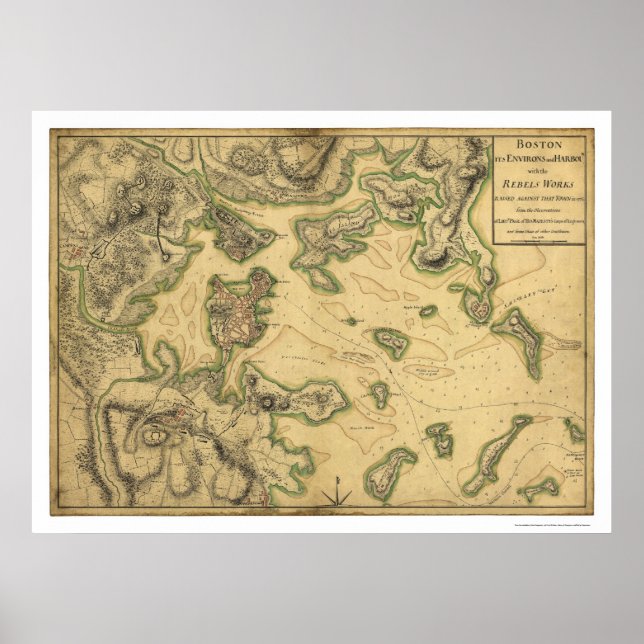 Harbor of Boston Map 1775 Poster (Front)