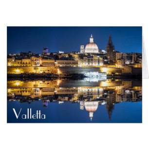 Harbor of Valletta old town at night
