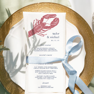 Harborside   Nautical Lobster Wedding Menu Card