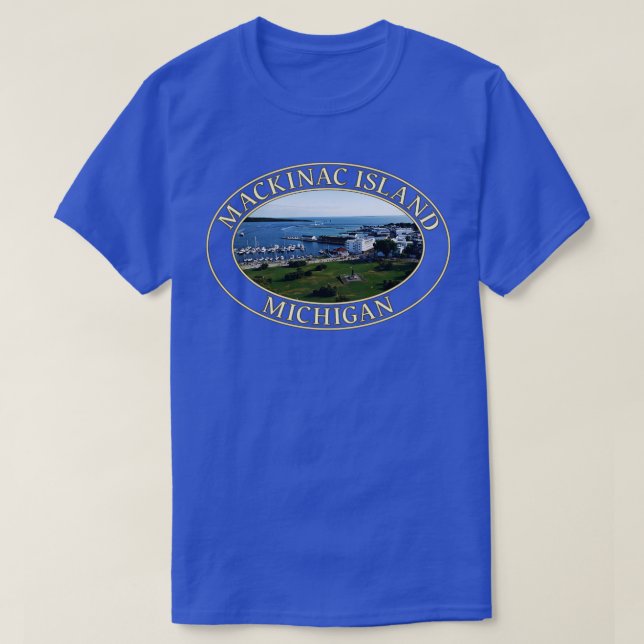 Harbour and Downtown on Historic Mackinac Island M T-Shirt (Design Front)