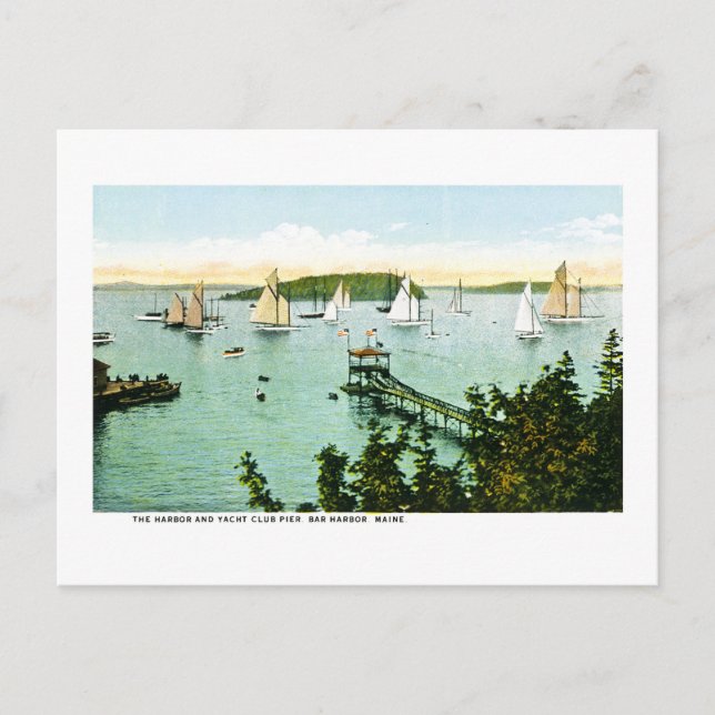 Harbour and Yacht Club, Bar Harbour, Maine Postcard (Front)