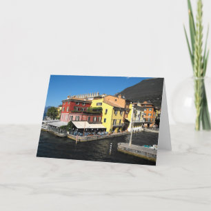 Harbour at Malcesine at Lake Garda in Italy Holiday Card
