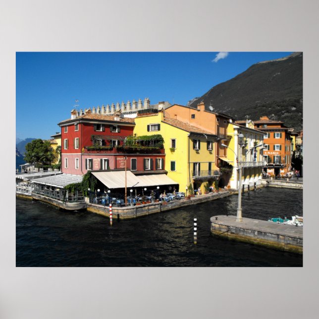 Harbour at Malcesine at Lake Garda in Italy Poster (Front)