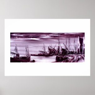 Harbour at night poster