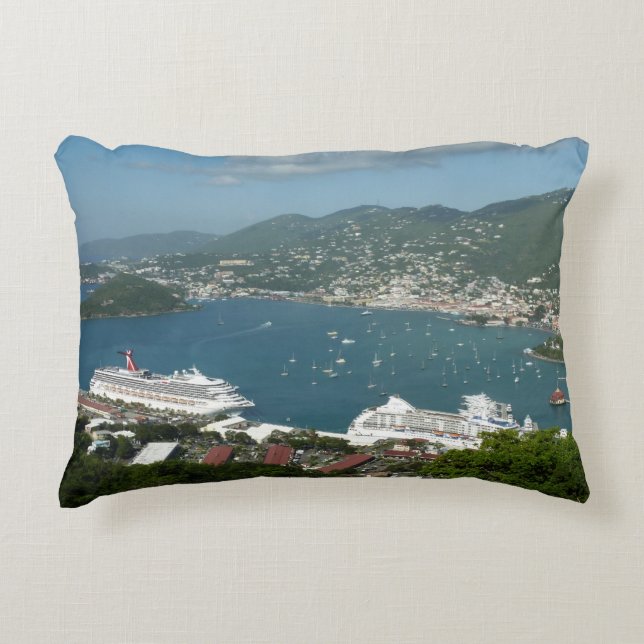 Harbour at St. Thomas US Virgin Islands Decorative Cushion (Front)