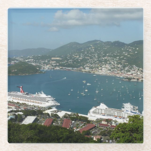 Harbour at St. Thomas US Virgin Islands Glass Coaster (Front)