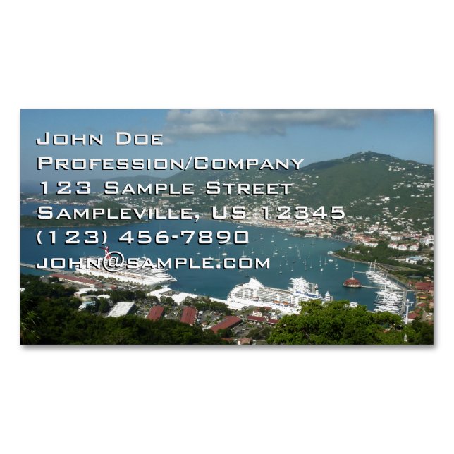 Harbour at St. Thomas US Virgin Islands Magnetic Business Card (Front)
