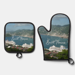 Harbour at St. Thomas US Virgin Islands Oven Mitt & Pot Holder Set