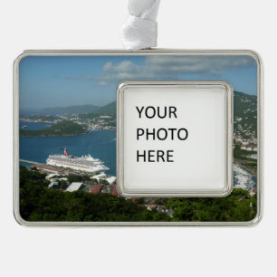 Harbour at St. Thomas US Virgin Islands Silver Plated Framed Ornament