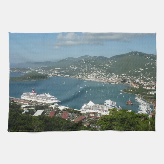 Harbour at St. Thomas US Virgin Islands Tea Towel (Horizontal)