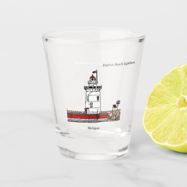 Harbour Beach Lighthouse shot glass (Front)