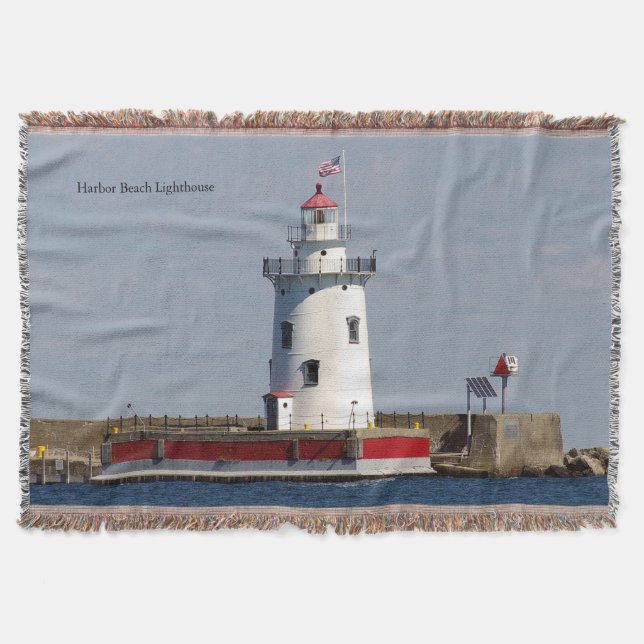 Harbour Beach Lighthouse throw blanket (Front)
