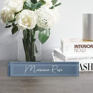 Harbour Blue Elegant Handwritten Script Nameplate