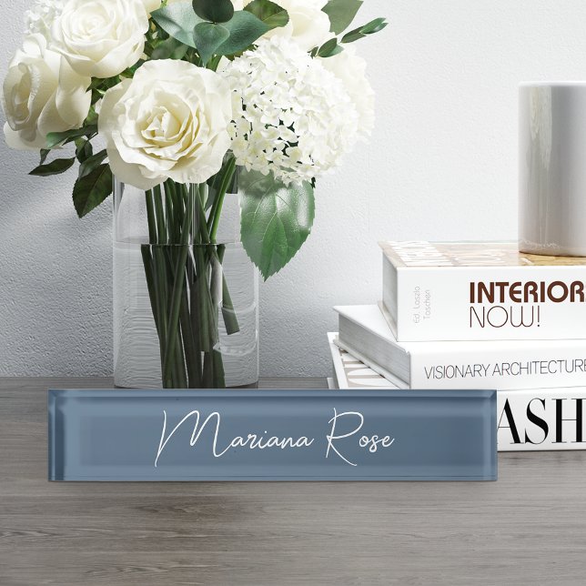 Harbour Blue Elegant Handwritten Script Nameplate (Creator Uploaded)