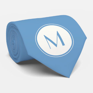 Harbour Blue With White Circle Monogram Neck Tie