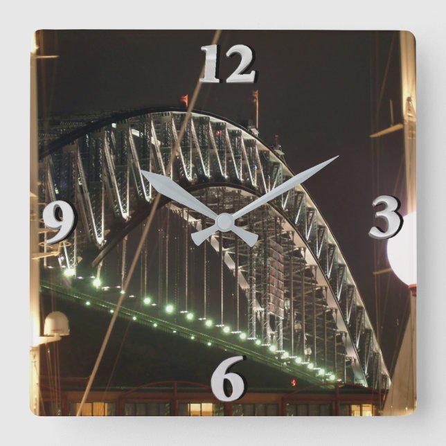 Harbour Bridge Square Wall Clock (Front)