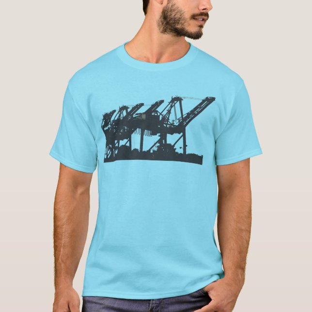 Harbour Cranes Turquoise T-Shirt (Front)