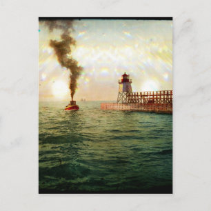 Harbour entrance, Charlevoix, Michigan circa 1900 Postcard