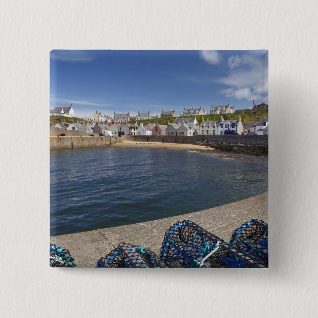 Harbour, Findochty, Moray, Scotland, United 15 Cm Square Badge (Front)