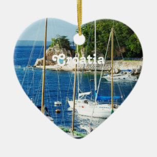 Harbour in Croatia Ceramic Tree Decoration