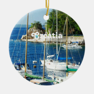 Harbour in Croatia Ceramic Tree Decoration