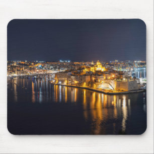 Harbour in Malta illuminated at night Mouse Mat