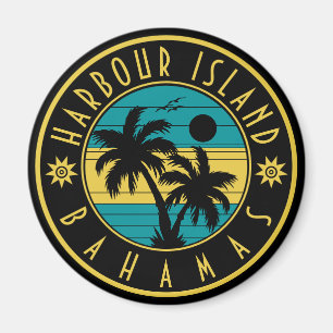 Harbour Island Bahamas Retro Palm tree Souvenirs Magnet