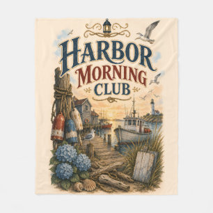 Harbour Morning Club Coastal Lighthouse Fleece Blanket