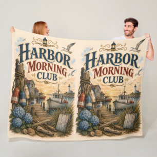 Harbour Morning Club Coastal Lighthouse Fleece Blanket
