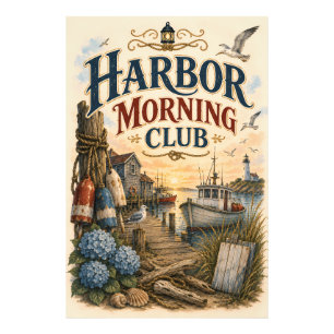 Harbour Morning Club Coastal Lighthouse Photo Print