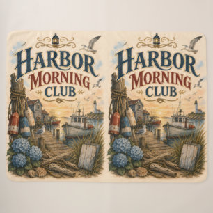 Harbour Morning Club Coastal Lighthouse Sherpa Blanket