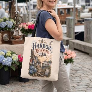 Harbour Morning Club Coastal Lighthouse Tote Bag