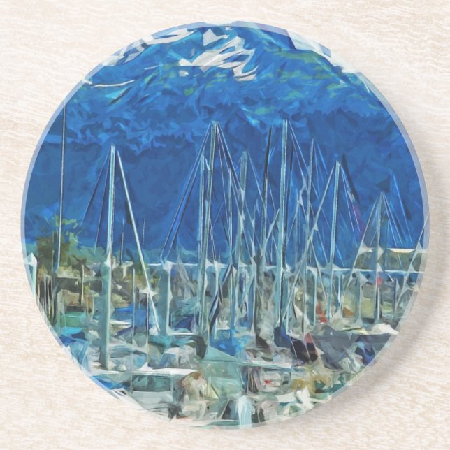 Harbour of Seward Alaska Abstract Impressionism Coaster (Front)