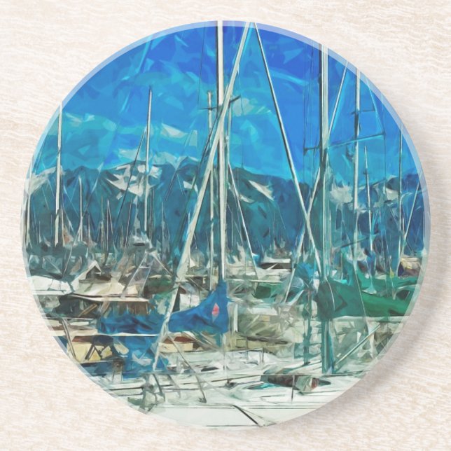 Harbour of Seward Alaska Abstract Impressionism Coaster (Front)