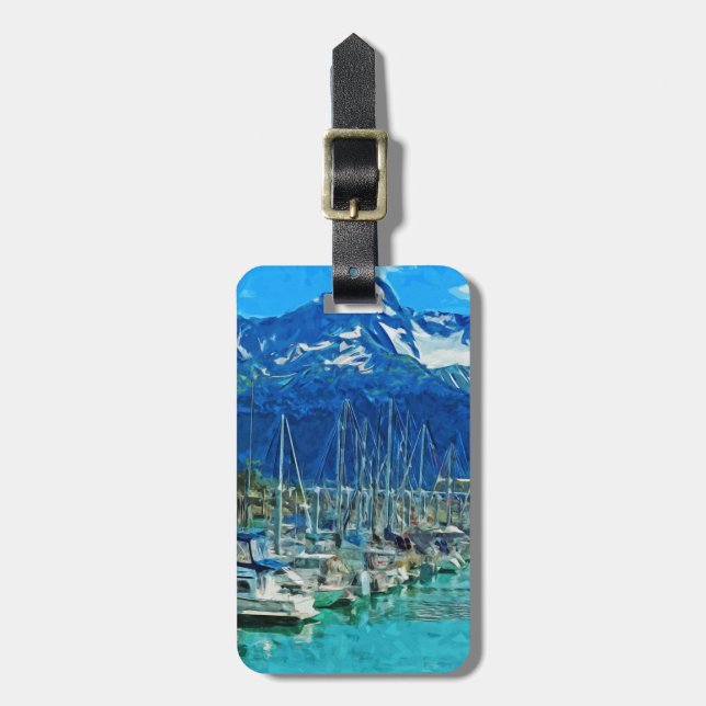 Harbour of Seward Alaska Abstract Impressionism Luggage Tag (Front Vertical)