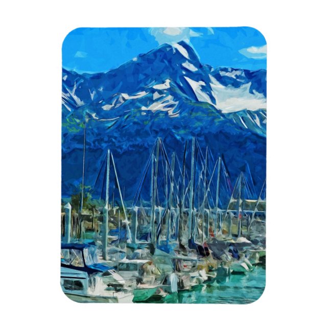 Harbour of Seward Alaska Abstract Impressionism Magnet (Vertical)