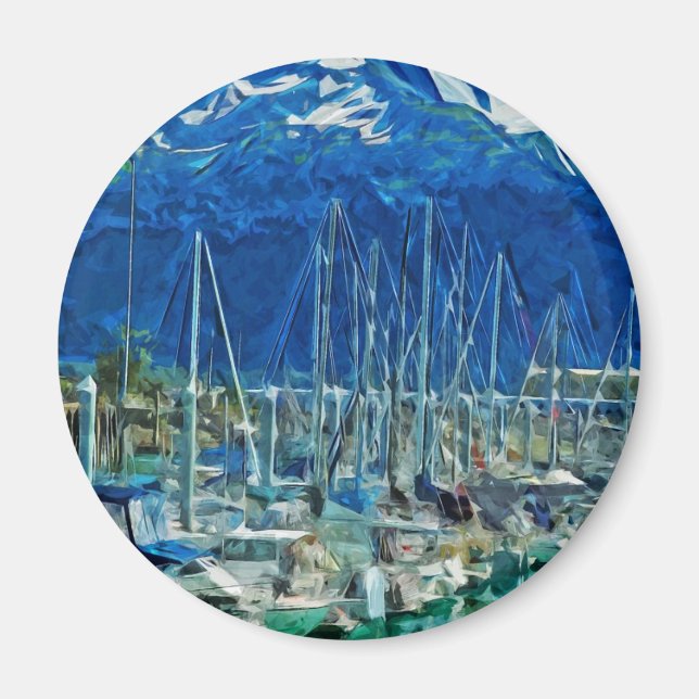 Harbour of Seward Alaska Abstract Impressionism Magnet (Front)