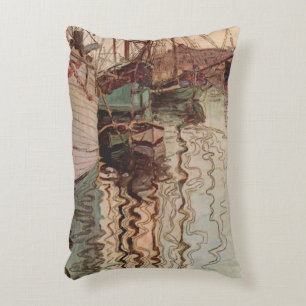 Harbour of Trieste by Egon Schiele, Vintage Art Decorative Cushion