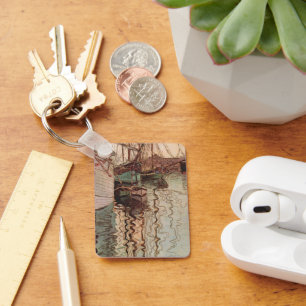 Harbour of Trieste by Egon Schiele, Vintage Art Key Ring