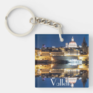 Harbour of Valletta old town at night Key Ring