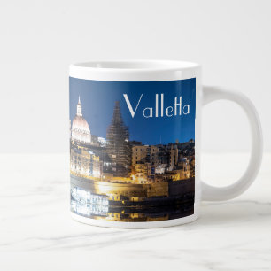 Harbour of Valletta old town at night Large Coffee Mug
