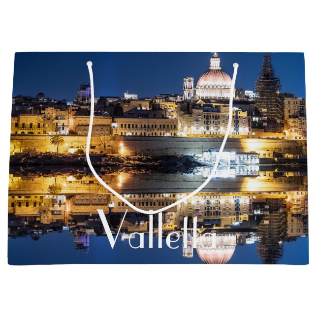 Harbour of Valletta old town at night Large Gift Bag (Front)