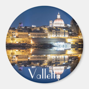 Harbour of Valletta old town at night Magnet